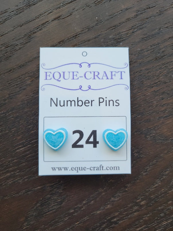 Number Pins - Blue Hearts