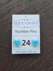 Number Pins - Blue Hearts