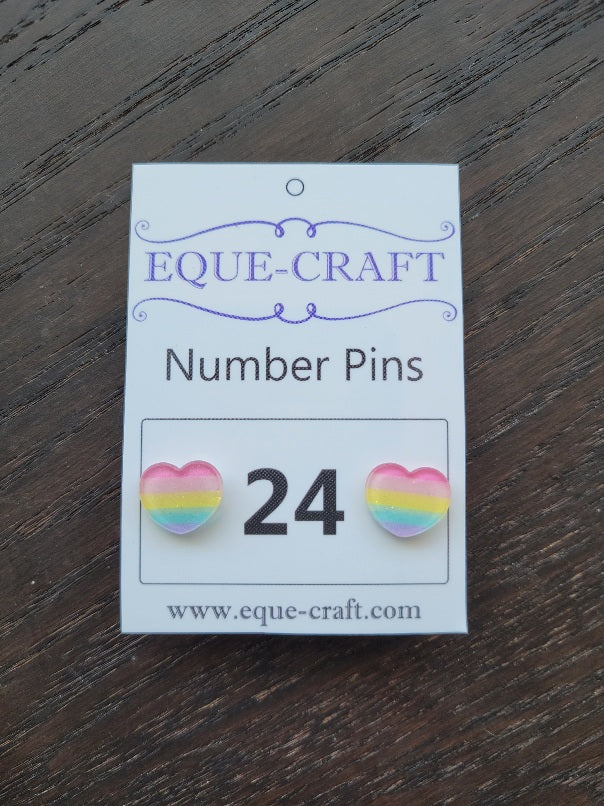Number Pins - Rainbow Hearts