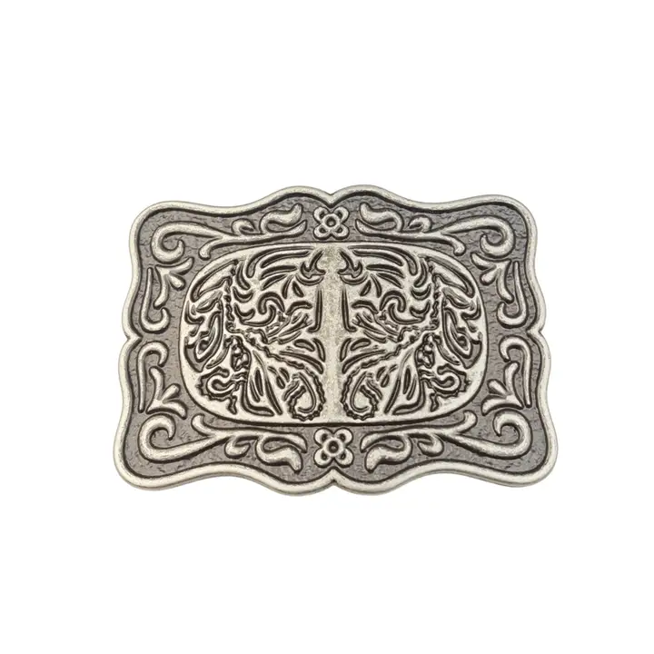 Rectangular Floral Etched Buckle