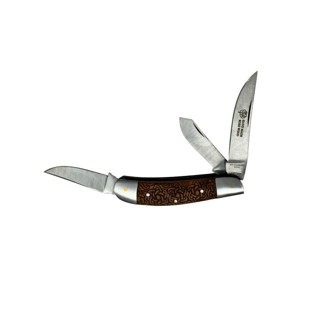 Triple Blade Rosewood Folding Knife
