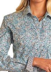 Ladies Turquoise Snap Shirt
