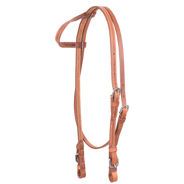 Stitched Harness Slip Ear Headstall with Throat Latch