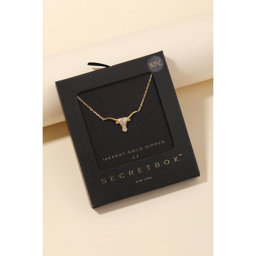 Bull Head Pendant Necklace - Gold