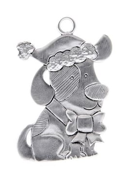 Pewter Santa Dog Ornament