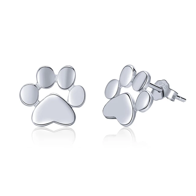 Silver Plated Dog Paw Earrings