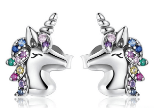 Silver Plated Unicorn Head Earrings