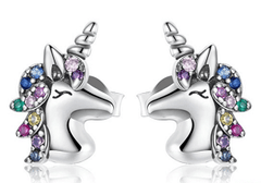 Silver Plated Unicorn Head Earrings