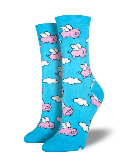 Socksmith Ladies Crew Socks - When Pigs Fly