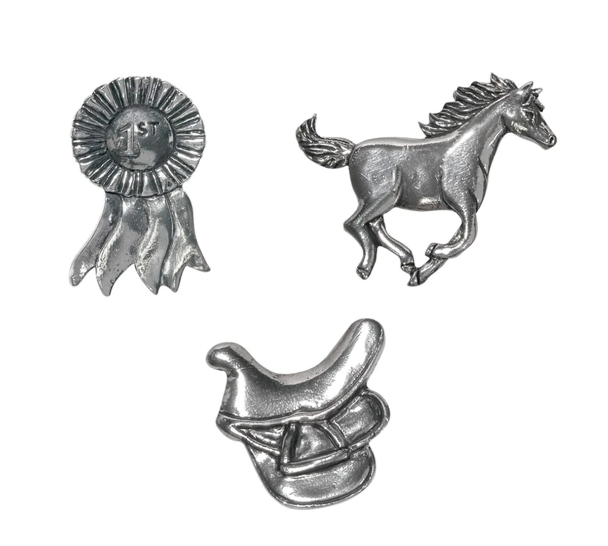 Pewter Horse Themed Magnets - Set of 3