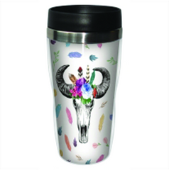 Travel Tumbler - Boho Cow Skull