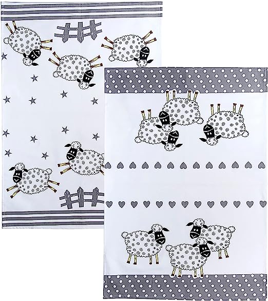 Spotted Dog Sheep Tea Towels - Set of 2