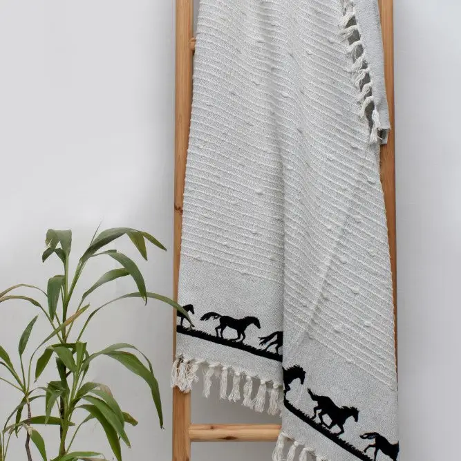 Horses Cotton Throw