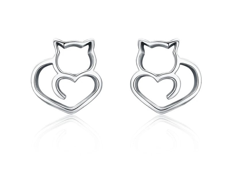 Silver Plated Cat Earrings