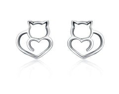 Silver Plated Cat Earrings